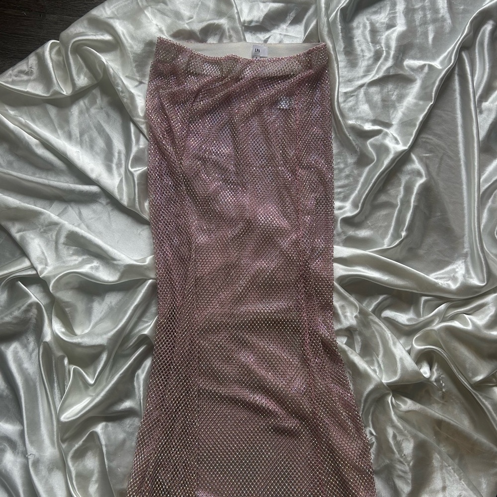 LPA Pink Mesh Maxi Skirt